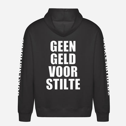 Geen Geld Voor Stilte Hoodie – achterkant met grote rugprint