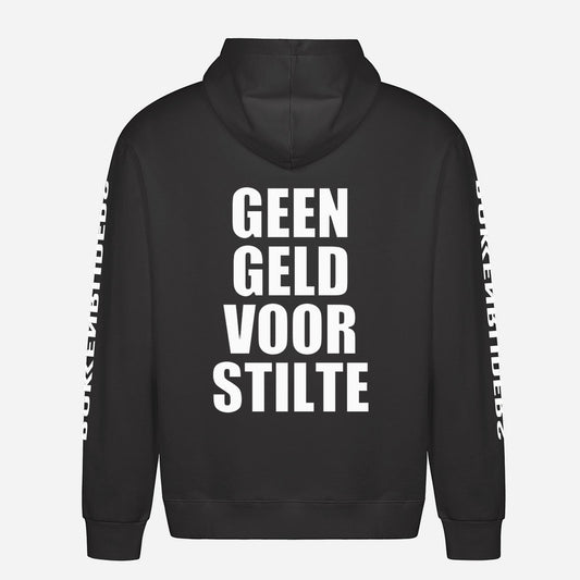 Geen Geld Voor Stilte Hoodie – achterkant met grote rugprint