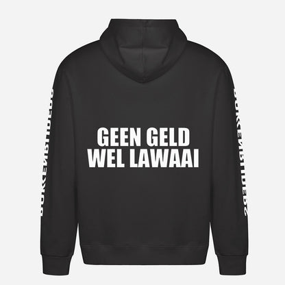 Geen Geld Wel Lawaai Hoodie – achterkant met grote rugprint