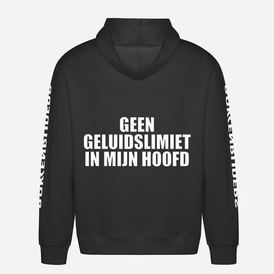 Geen Geluidslimiet In Mijn Hoofd Hoodie – achterkant met grote rugprint