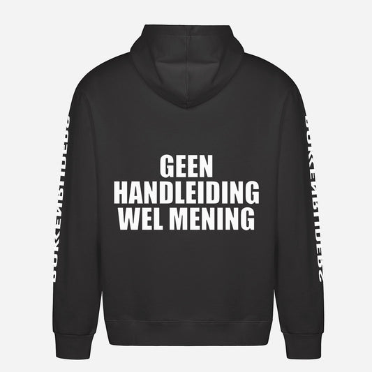 Geen Handleiding Wel Mening Hoodie – achterkant met grote rugprint