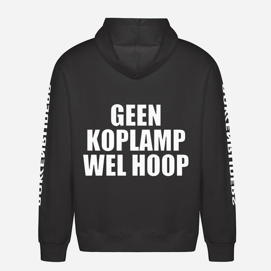 Geen Koplamp Wel Hoop Hoodie – achterkant met grote rugprint