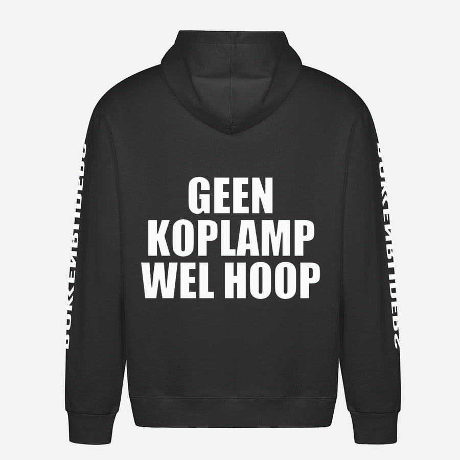 Geen Koplamp Wel Hoop Hoodie – achterkant met grote rugprint