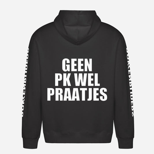 Geen PK Wel Praatjes Hoodie – achterkant met grote rugprint