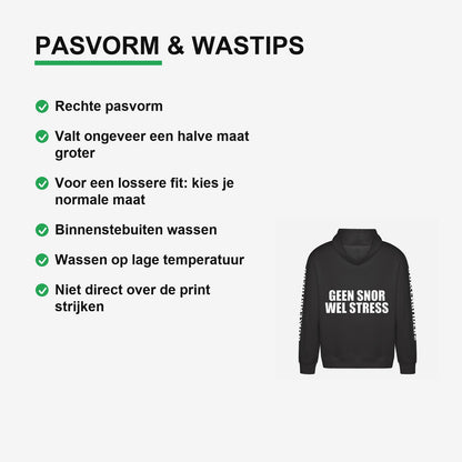 Geen Snor Wel Stress Hoodie – materiaal van dichtbij