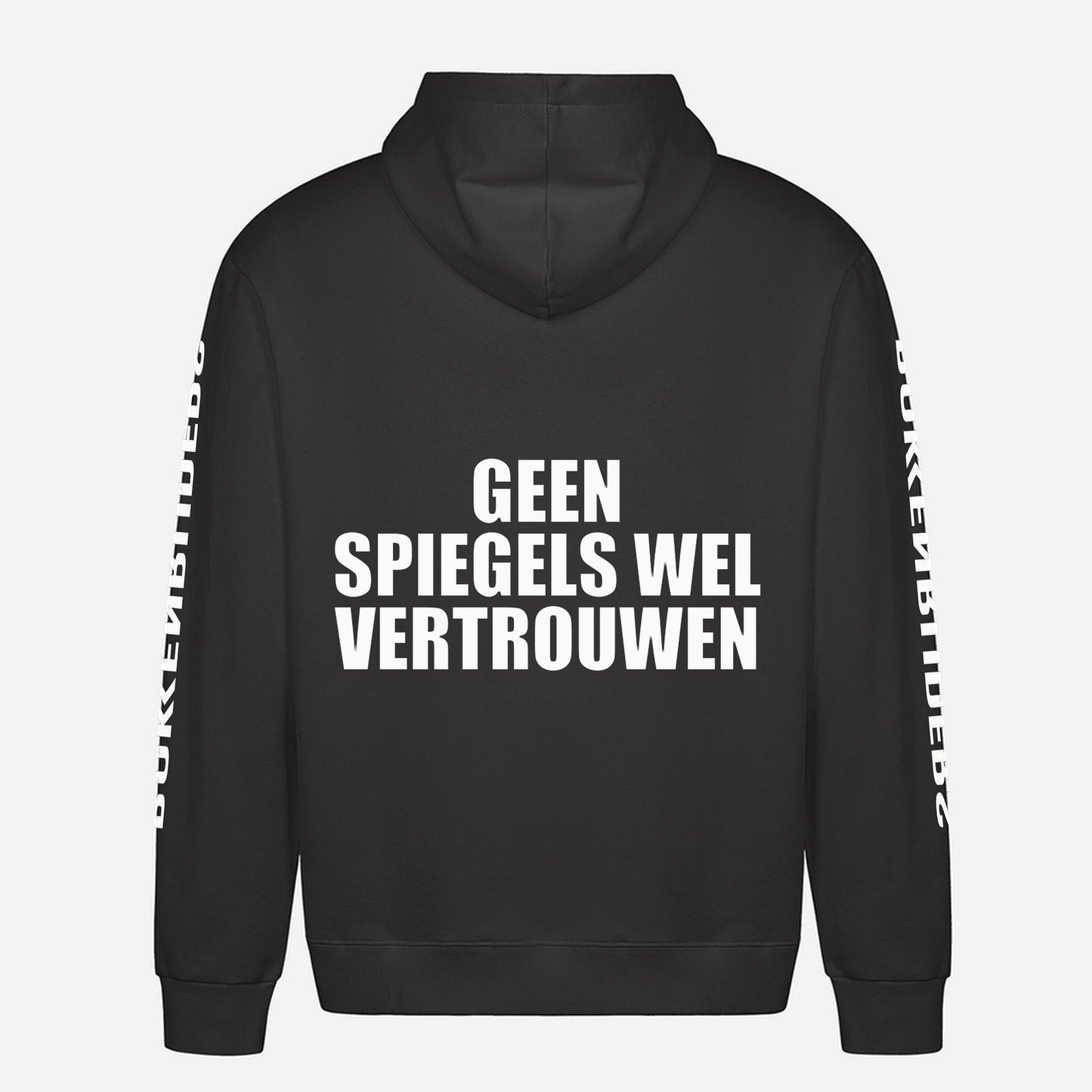 Geen Spiegels Wel Vertrouwen Hoodie – achterkant met grote rugprint