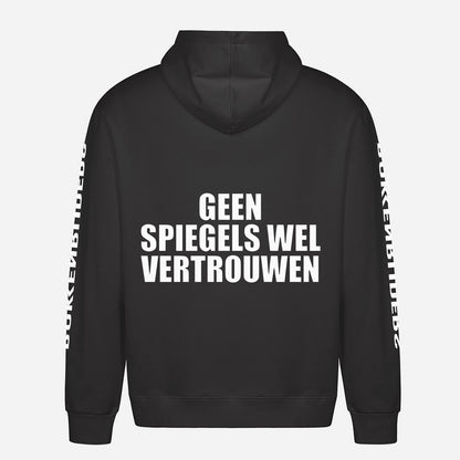 Geen Spiegels Wel Vertrouwen Hoodie – achterkant met grote rugprint