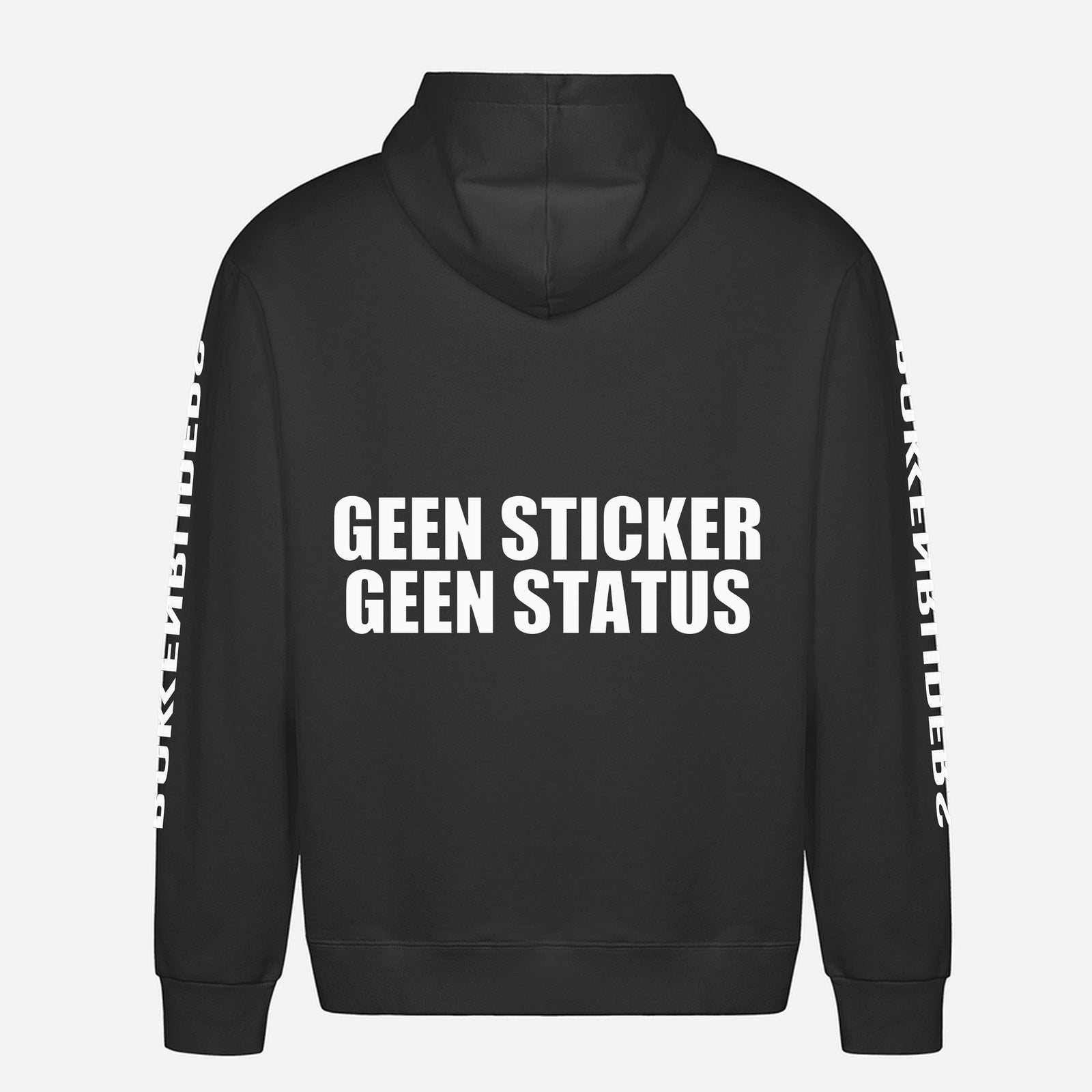 Geen Sticker Geen Status Hoodie – achterkant met grote rugprint