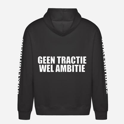 Geen Tractie Wel Ambitie Hoodie – achterkant met grote rugprint