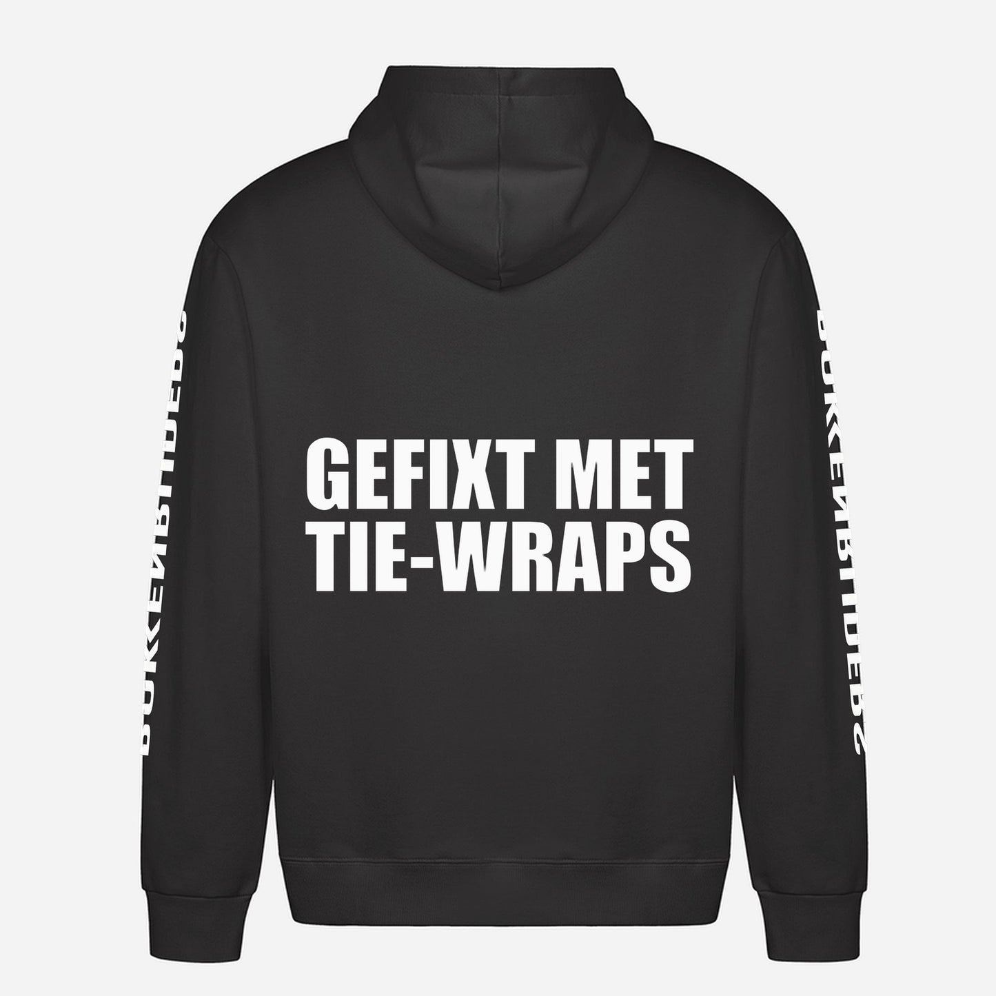 Gefixt Met Tie Wraps Hoodie – achterkant met grote rugprint