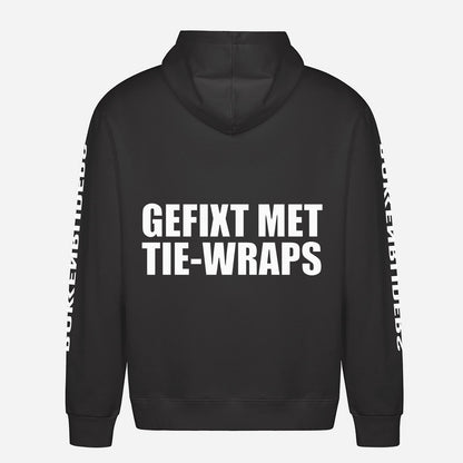 Gefixt Met Tie Wraps Hoodie – achterkant met grote rugprint