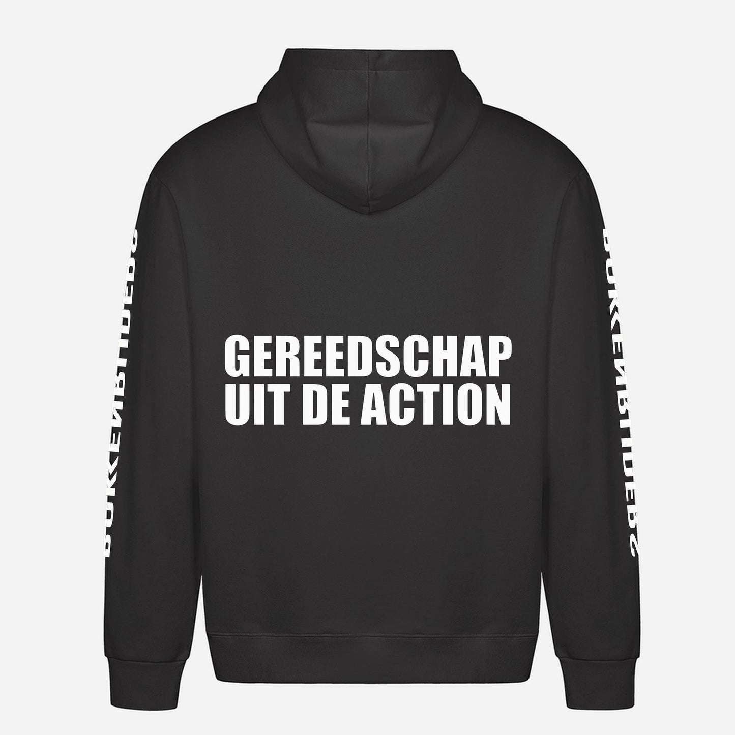 Gereedschap Uit De Action Hoodie – achterkant met grote rugprint