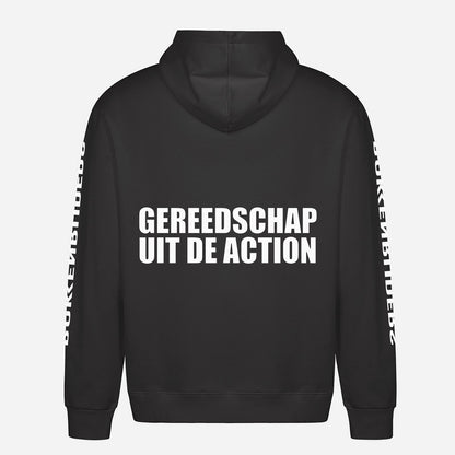 Gereedschap Uit De Action Hoodie – achterkant met grote rugprint