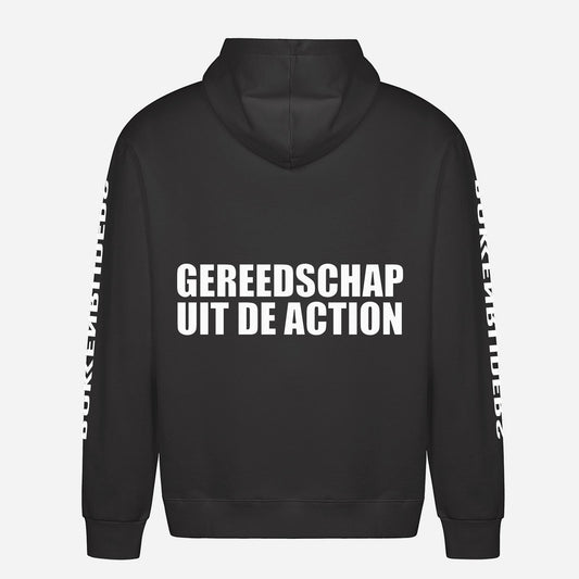 Gereedschap Uit De Action Hoodie – achterkant met grote rugprint