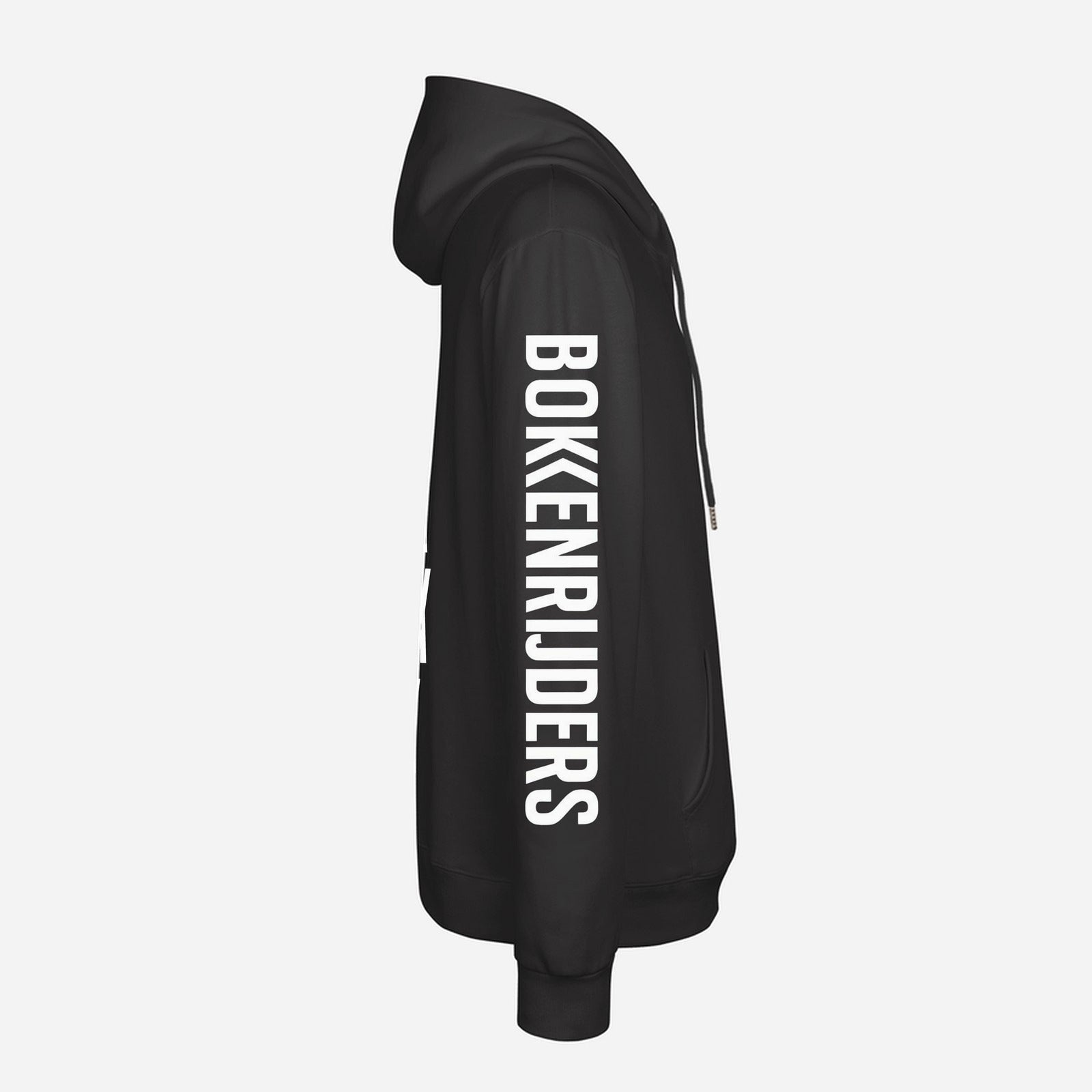 Half Werk Is Ook Werk Hoodie – detail van de bedrukking
