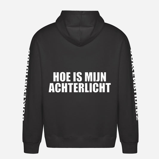 Hoe Is Mijn Achterlicht Hoodie – achterkant met grote rugprint