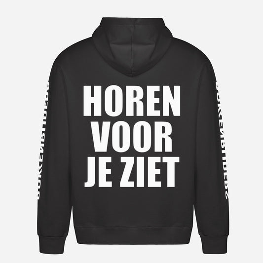 Horen Voor Je Ziet Hoodie – achterkant met grote rugprint