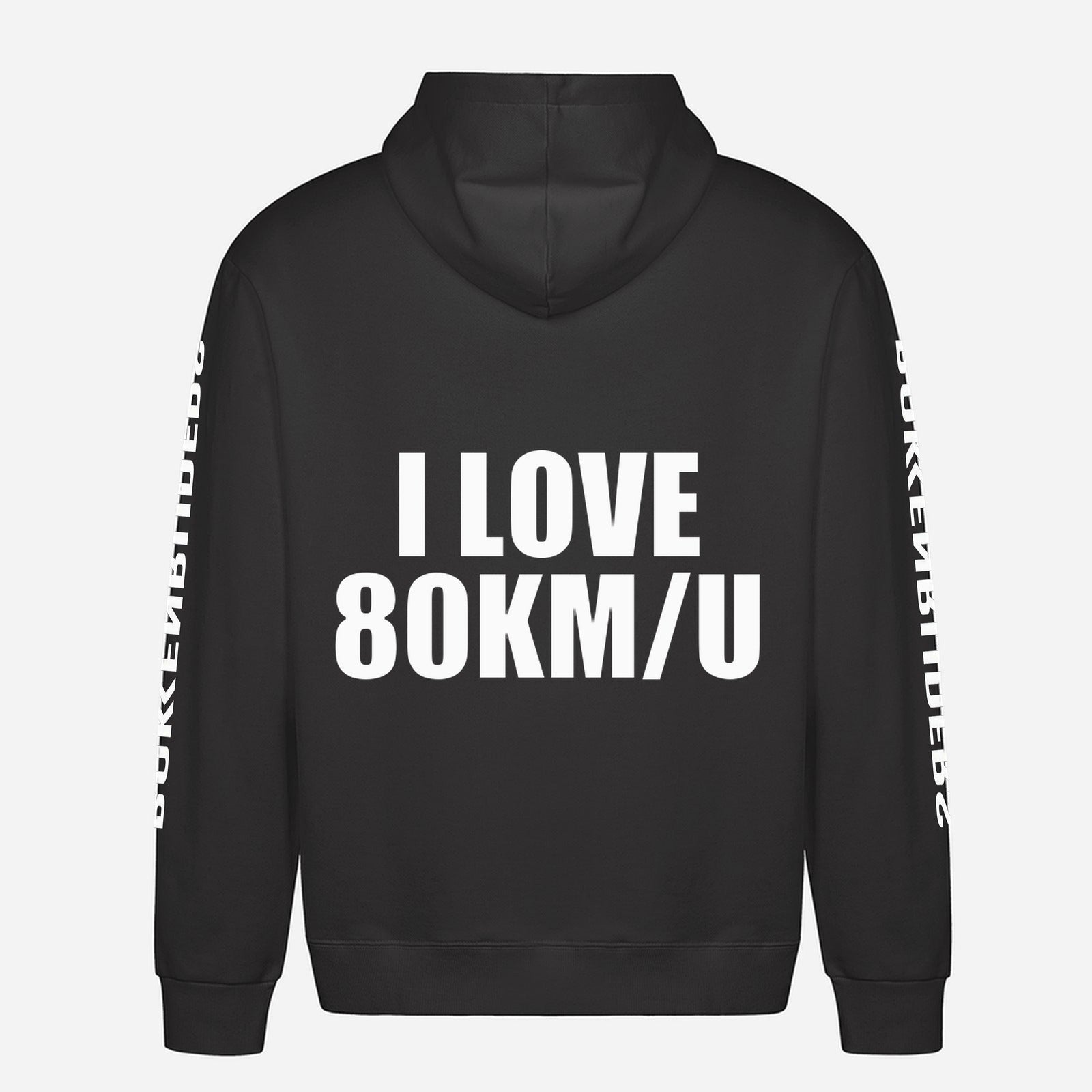 I Love 80 km/u Hoodie – achterkant met grote rugprint