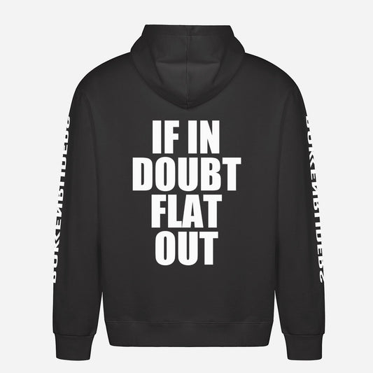 If In Doubt Flat Out Hoodie – achterkant met grote rugprint