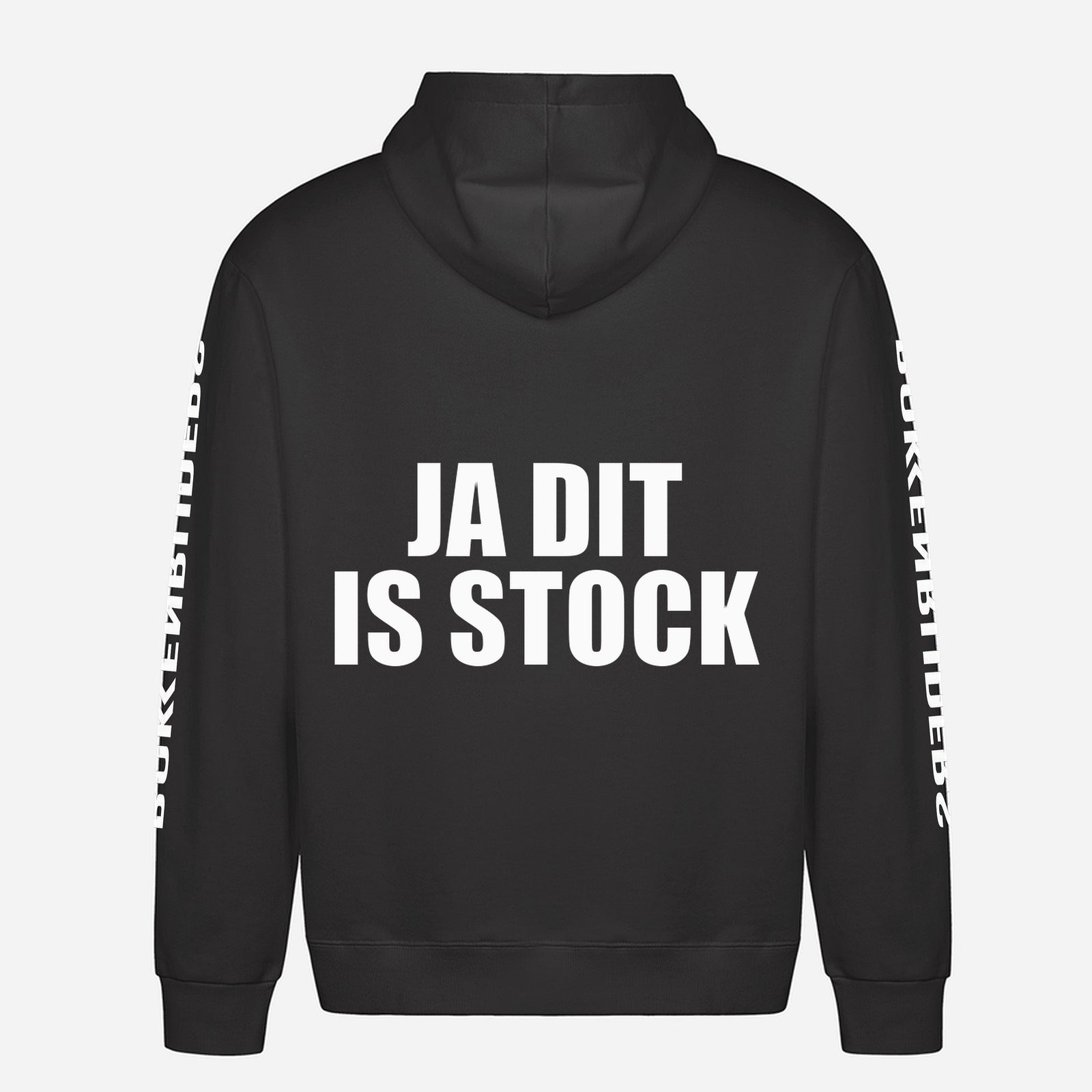 Ja Dit Is Stock Hoodie – achterkant met grote rugprint