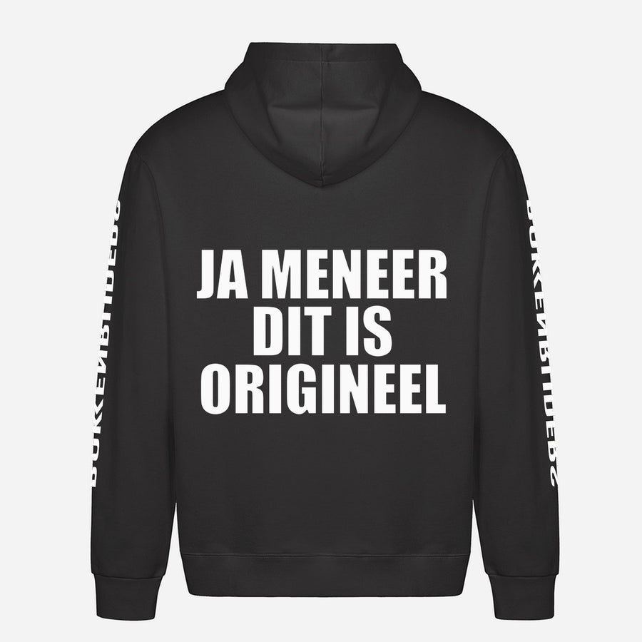 Ja Meneer Dit Is Origineel Hoodie – achterkant met grote rugprint