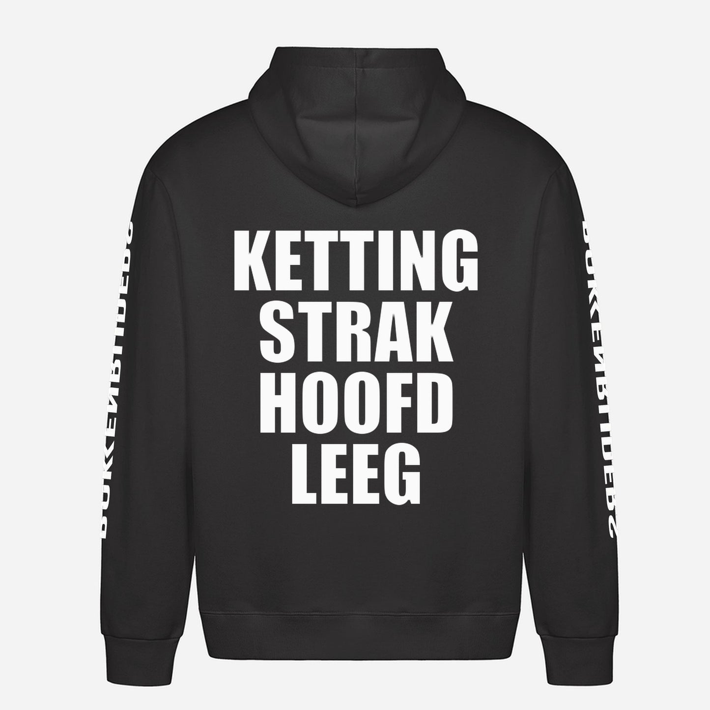 Ketting Strak Hoofd Leeg Hoodie – achterkant met grote rugprint