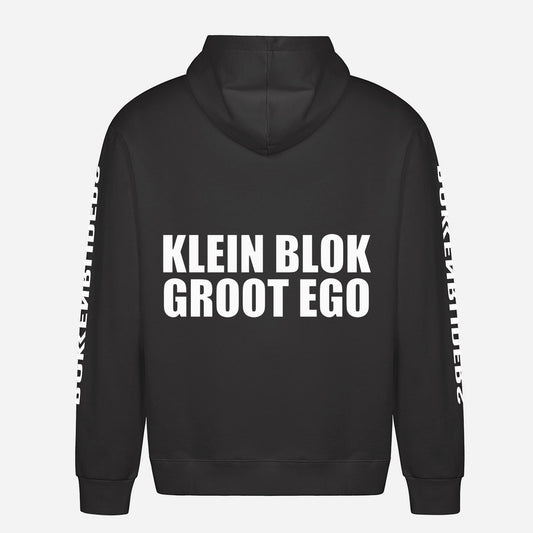 Klein Blok Groot Ego Hoodie – achterkant met grote rugprint