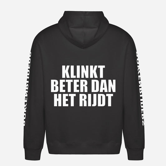 Klinkt Beter Dan Het Rijdt Hoodie – achterkant met grote rugprint