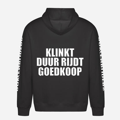 Klinkt Duur Rijdt Goedkoop Hoodie – achterkant met grote rugprint