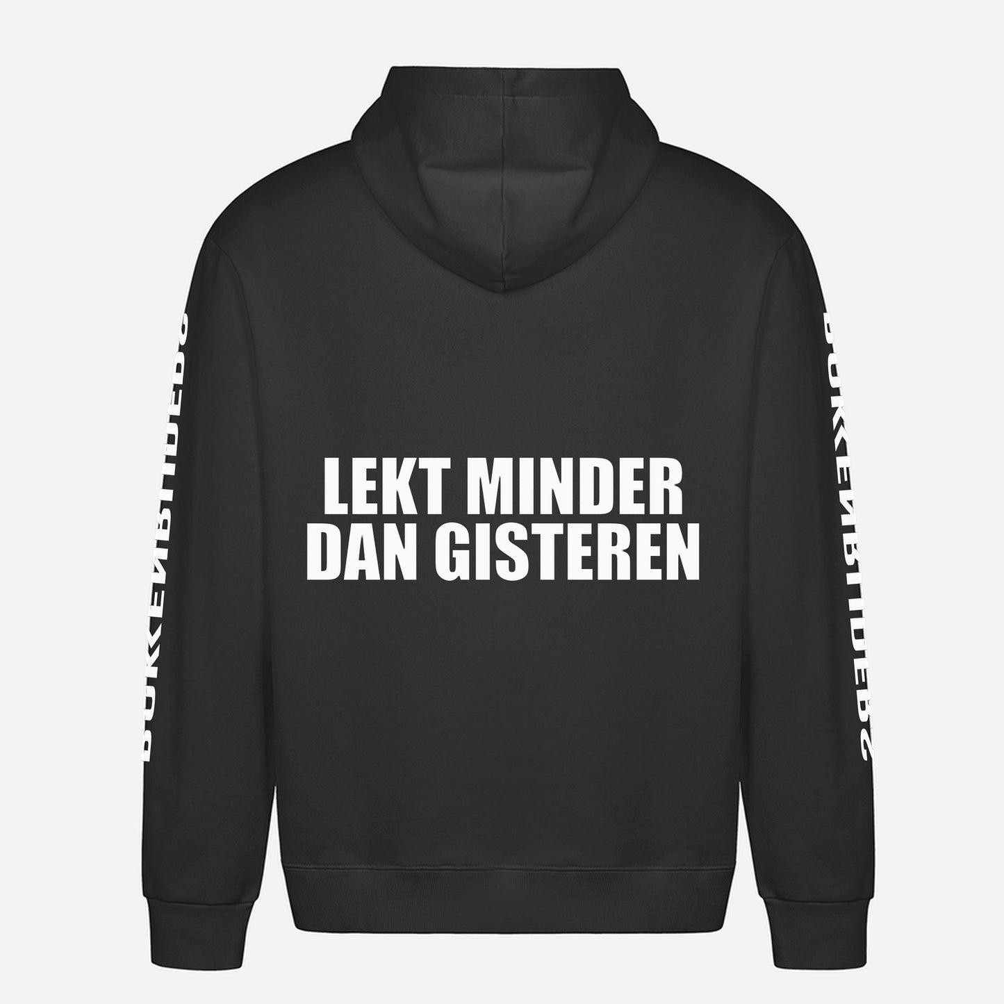 Lekt Minder Dan Gisteren Hoodie – achterkant met grote rugprint