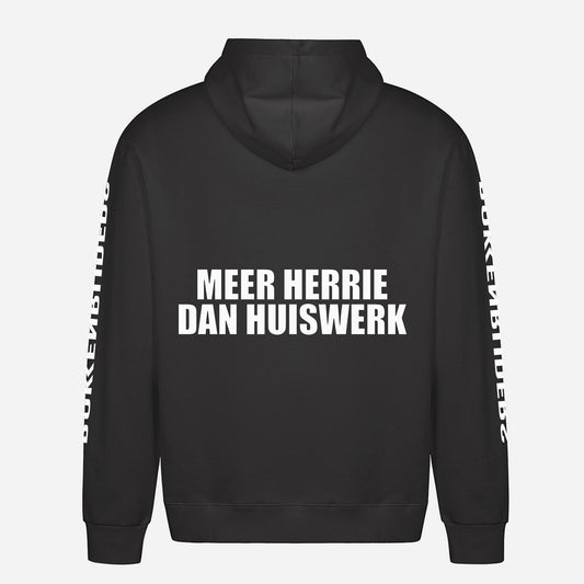 Meer Herrie Dan Huiswerk Hoodie – achterkant met grote rugprint