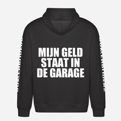 Mijn Geld Staat In De Garage Hoodie – achterkant met grote rugprint