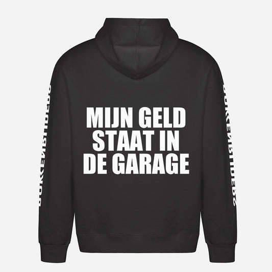 Mijn Geld Staat In De Garage Hoodie – achterkant met grote rugprint