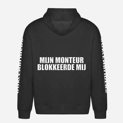 Mijn Monteur Blokkeerde Mij Hoodie – achterkant met grote rugprint