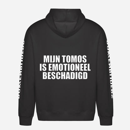 Mijn Tomos Is Emotioneel Beschadigd Hoodie – achterkant met grote rugprint