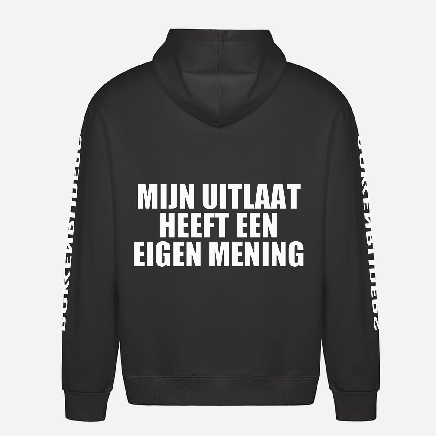Mijn Uitlaat Heeft Een Eigen Mening Hoodie – achterkant met grote rugprint