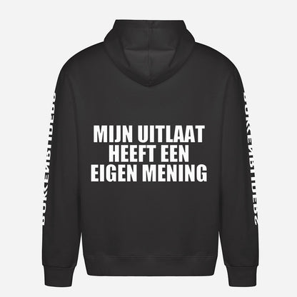 Mijn Uitlaat Heeft Een Eigen Mening Hoodie – achterkant met grote rugprint