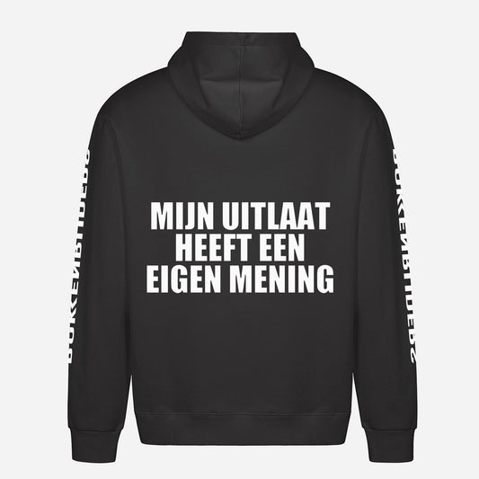 Mijn Uitlaat Heeft Een Eigen Mening Hoodie – achterkant met grote rugprint