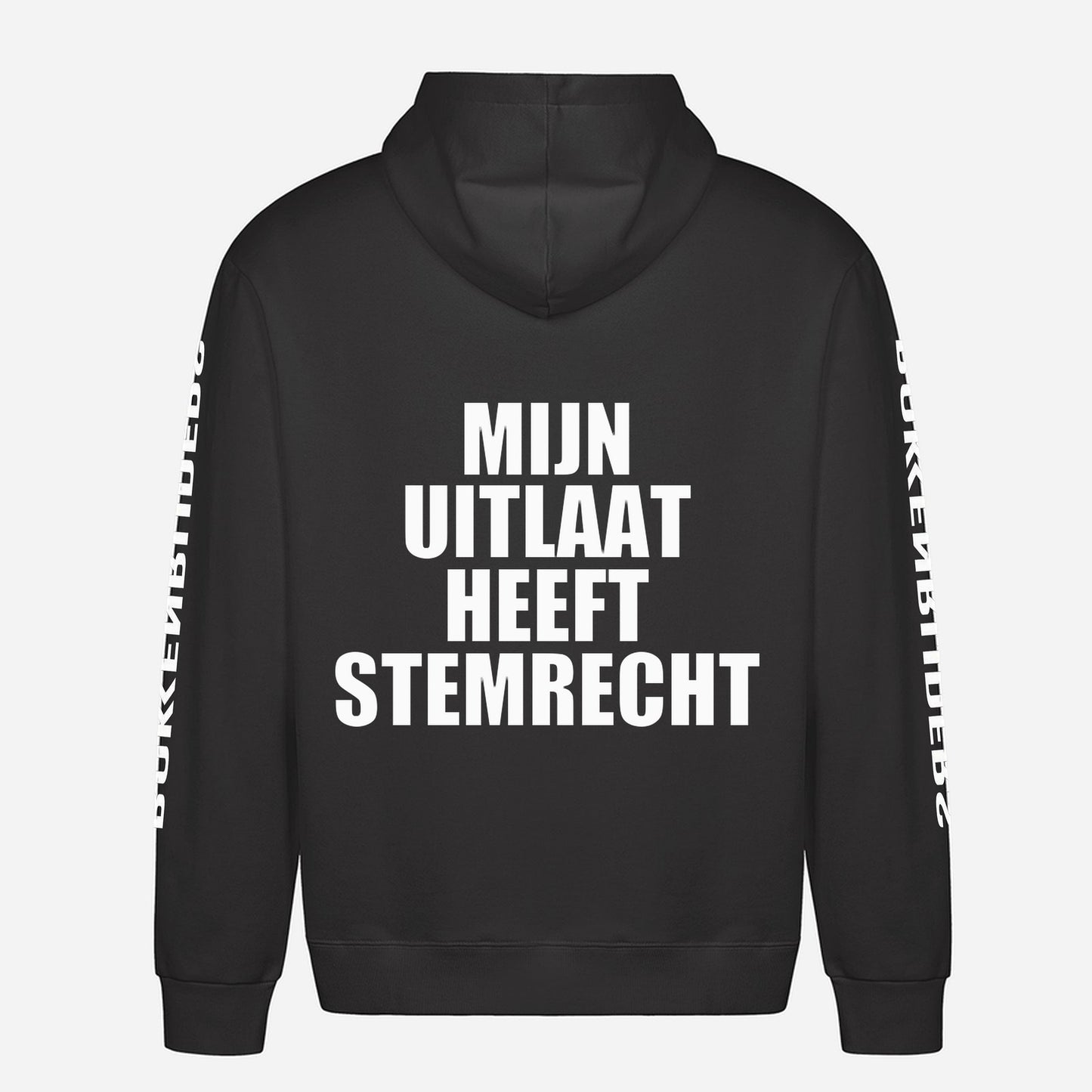 Mijn Uitlaat Heeft Stemrecht Hoodie – achterkant met grote rugprint