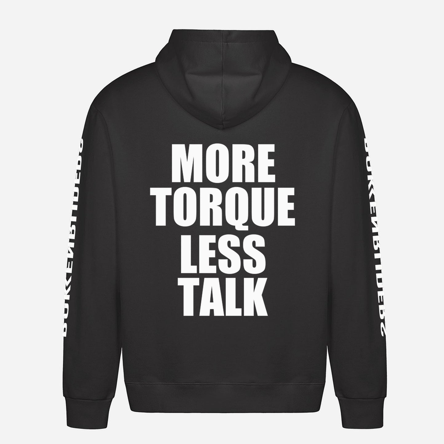 More Torque Less Talk Hoodie – achterkant met grote rugprint