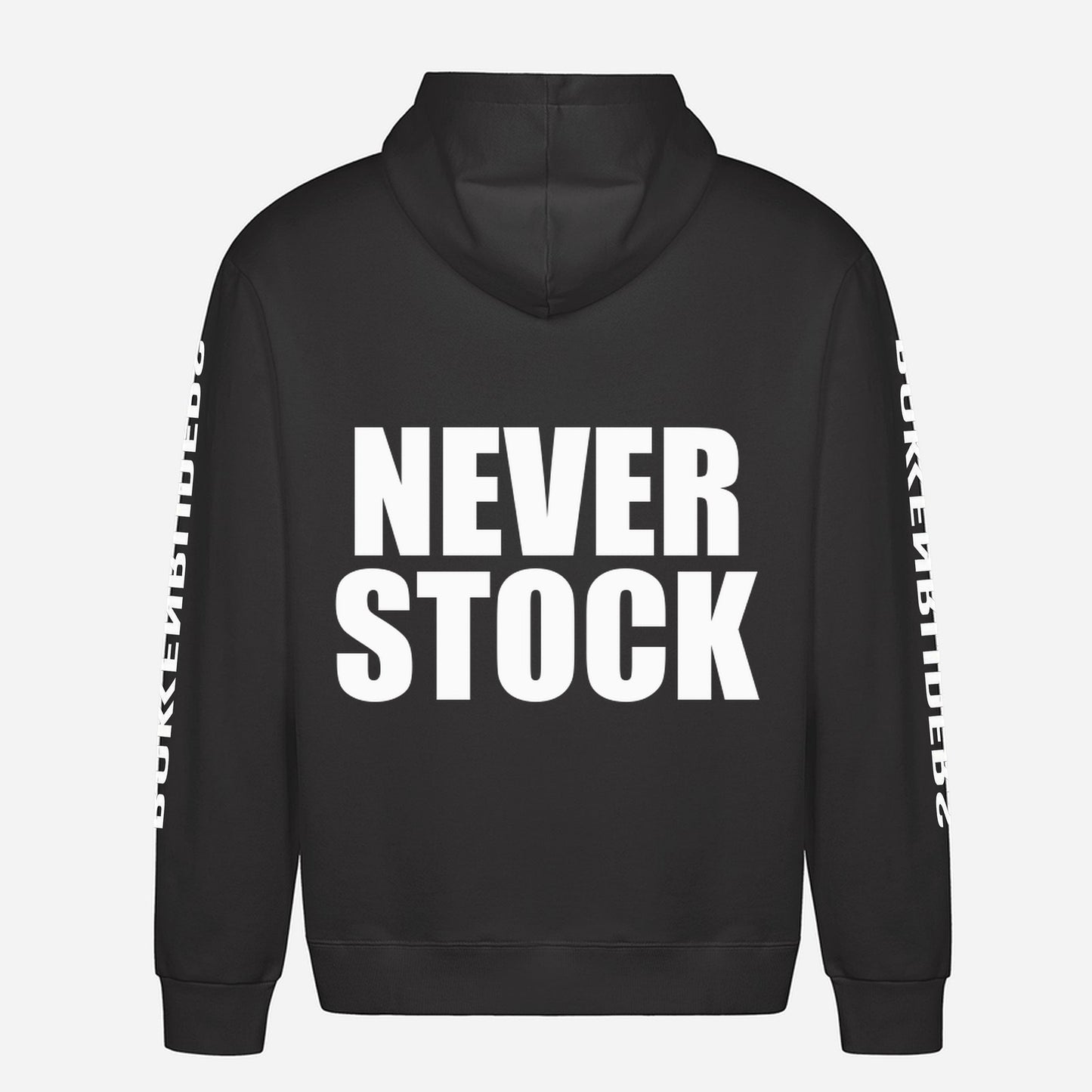 Never Stock Hoodie – achterkant met grote rugprint