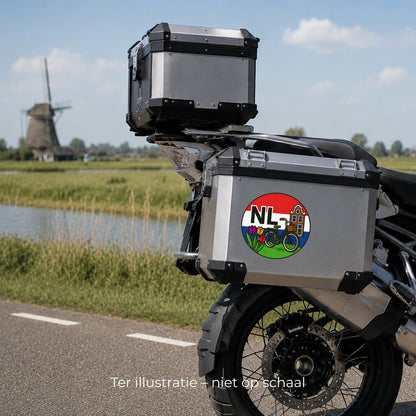 NL Landcode Sticker Nederland – Fiets en Grachtenpand – detail van het ontwerp