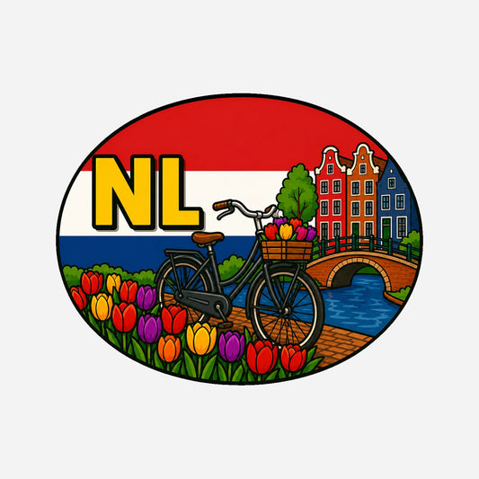 NL Landcode Sticker Nederland – Amsterdamse fiets – hoofdafbeelding van de sticker