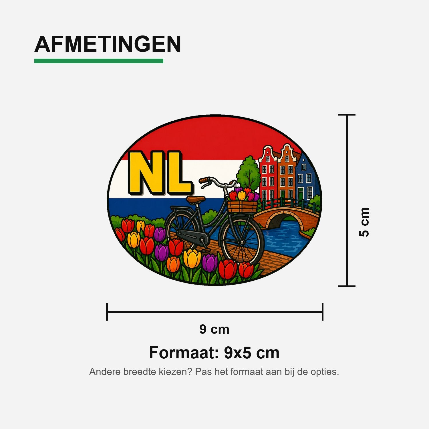 NL Landcode Sticker Nederland – Amsterdamse fiets – materiaal en matte afwerking