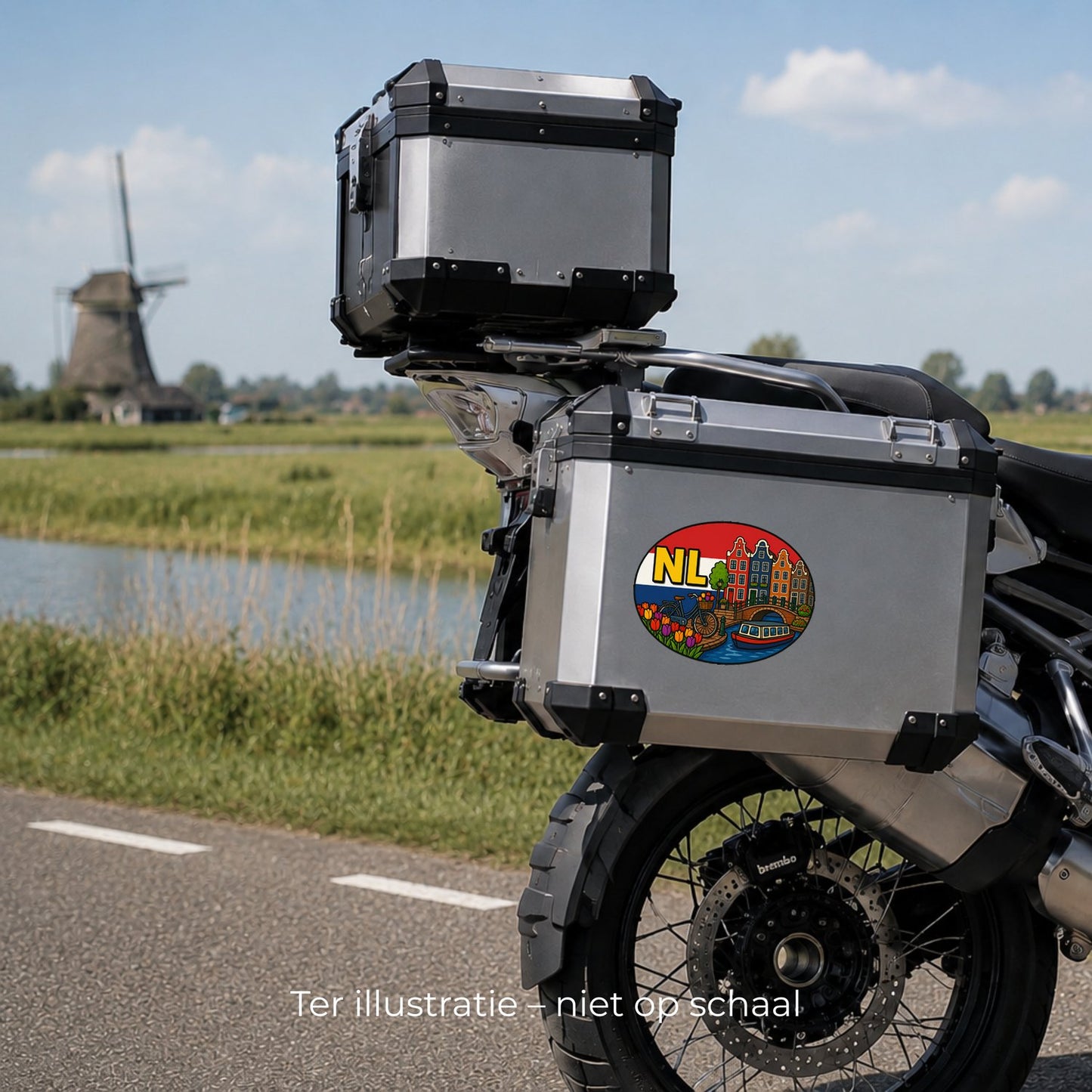 NL Landcode Sticker Nederland – Amsterdamse grachten – detail van het ontwerp