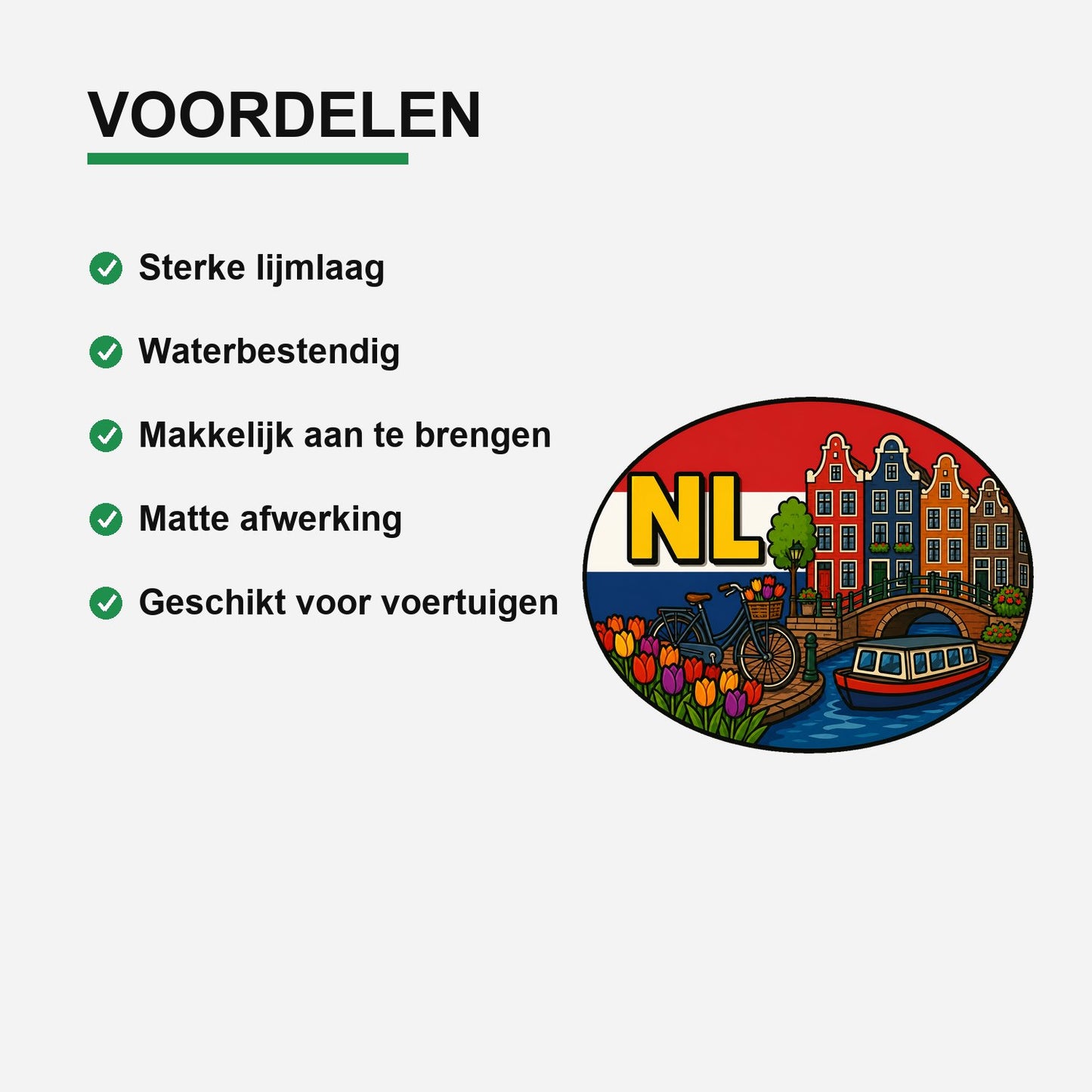 NL Landcode Sticker Nederland – Amsterdamse grachten – gebruiksvoorbeeld