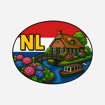 NL Landcode Sticker Nederland – Giethoorn – hoofdafbeelding van de sticker