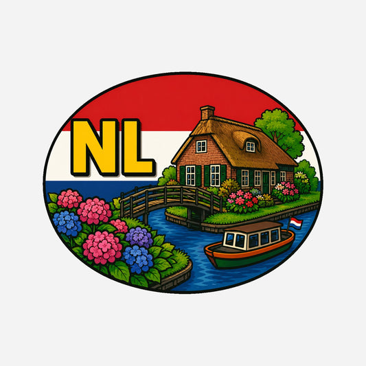 NL Landcode Sticker Nederland – Giethoorn – hoofdafbeelding van de sticker