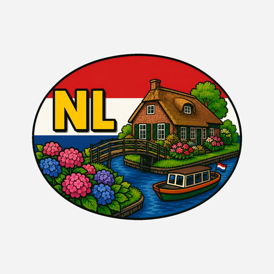NL Landcode Sticker Nederland – Giethoorn – hoofdafbeelding van de sticker
