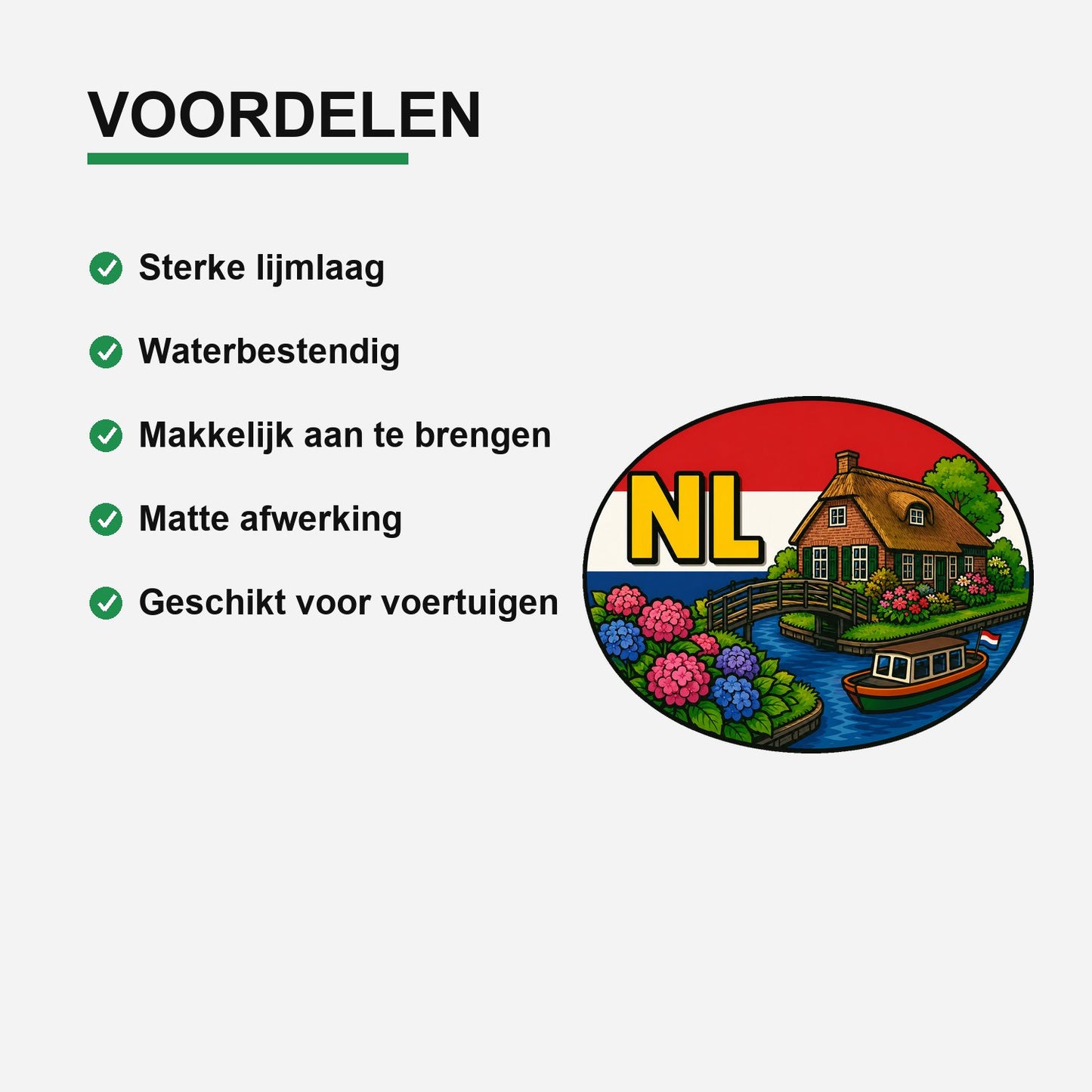 NL Landcode Sticker Nederland – Giethoorn – gebruiksvoorbeeld